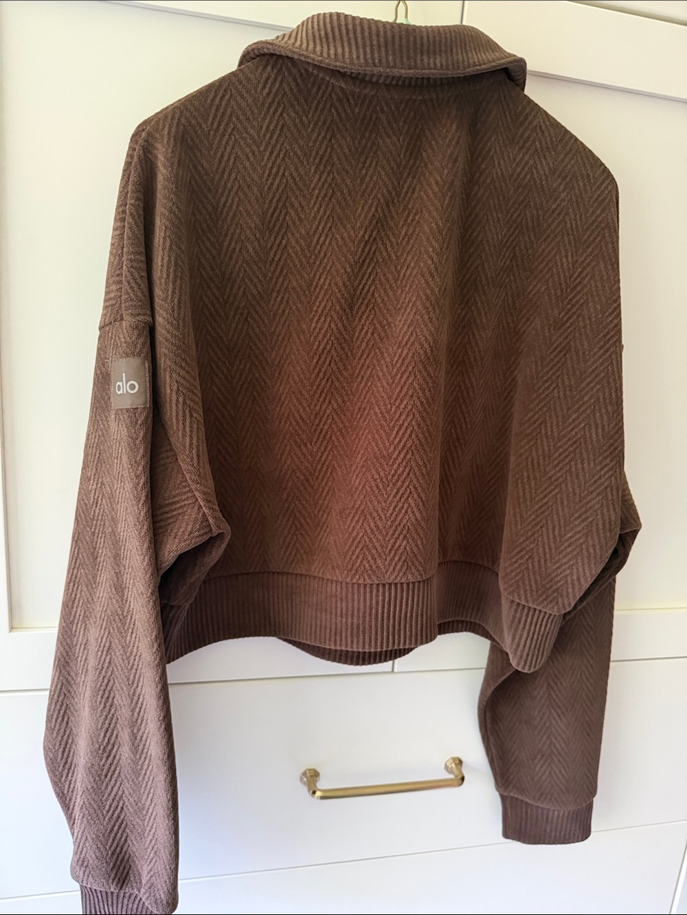 Brown Collared V-Neck Women's Sweater - Picture 4 of 4